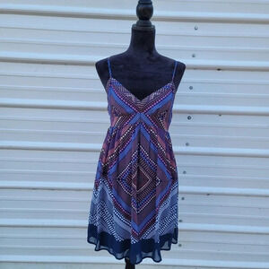 American Eagle Outfitters Navy, Purple & Pink Geometric Sundress